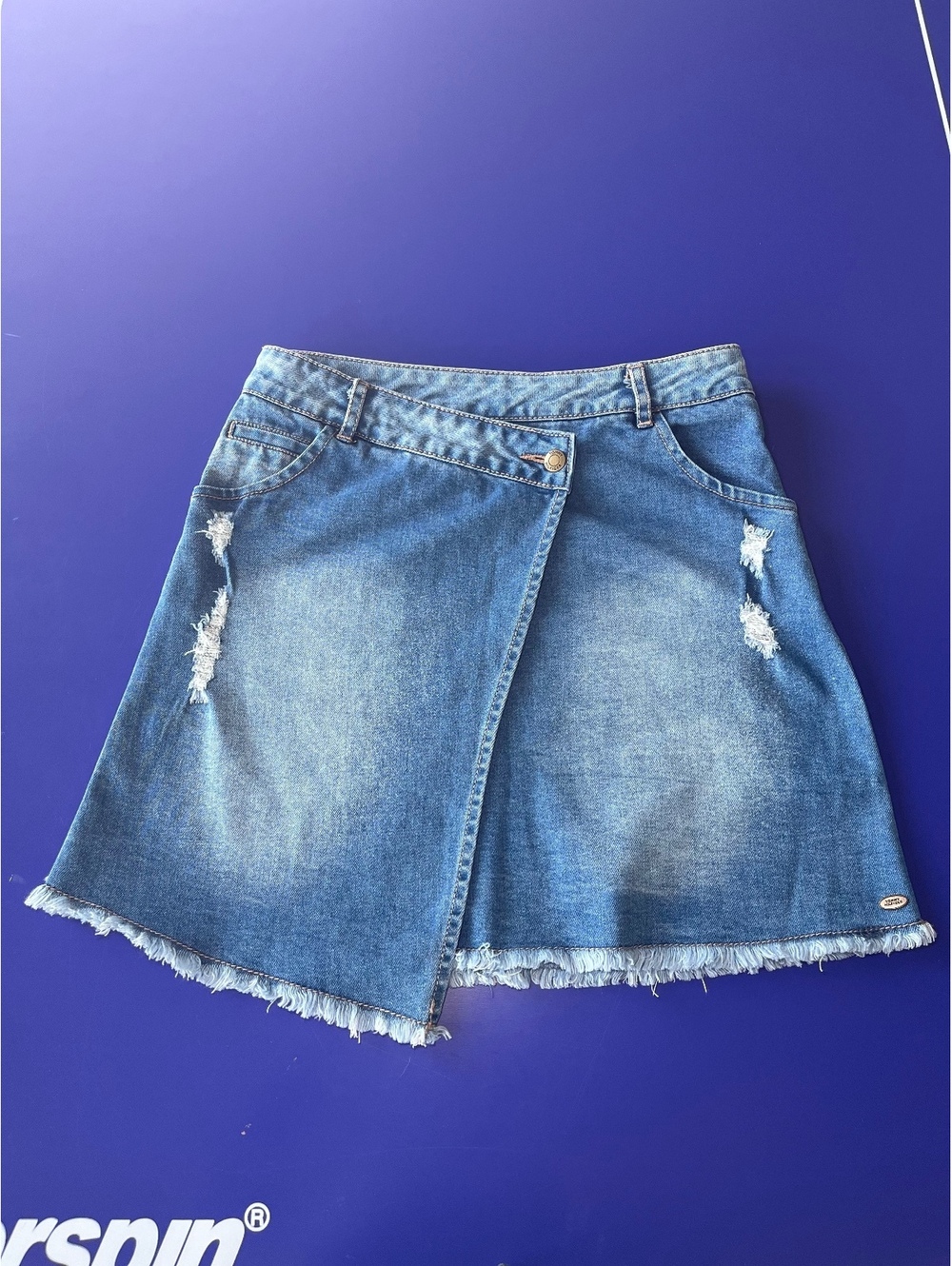 Tommy Hilfiger Distressed Denim Wrap Design Skirt youth girls XL waist 25”